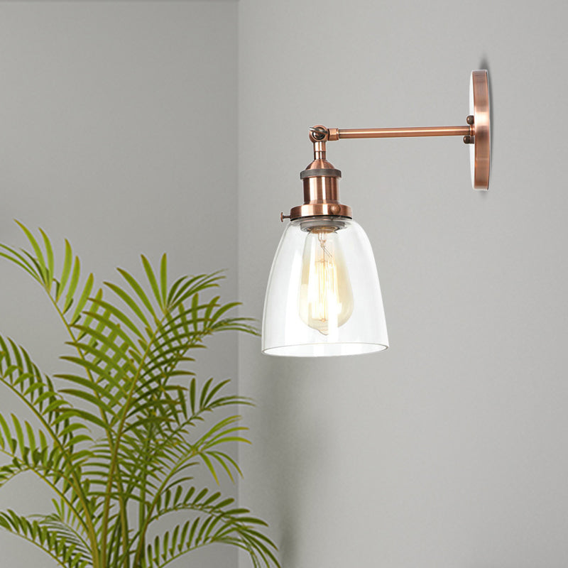 Frendorf | Bronze/Messing/Koper Eén Lichte Wandlamp Vintage Stijl Duidelijk Glas Getaperde Verlichtingsarmatuur voor Woonkamer