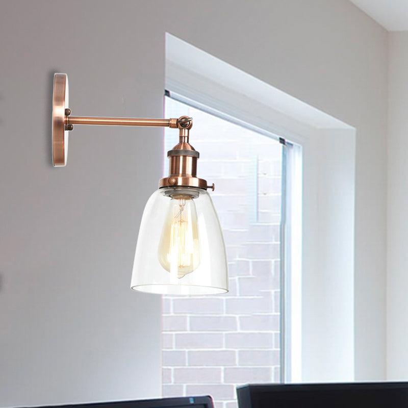 Frendorf | Bronze/Messing/Koper Eén Lichte Wandlamp Vintage Stijl Duidelijk Glas Getaperde Verlichtingsarmatuur voor Woonkamer