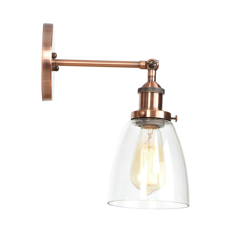 Frendorf | Bronze/Messing/Koper Eén Lichte Wandlamp Vintage Stijl Duidelijk Glas Getaperde Verlichtingsarmatuur voor Woonkamer