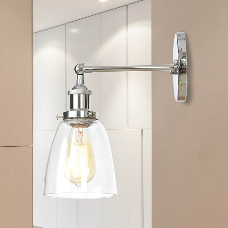 Frendorf | Bronze/Messing/Koper Eén Lichte Wandlamp Vintage Stijl Duidelijk Glas Getaperde Verlichtingsarmatuur voor Woonkamer
