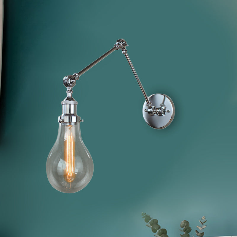 Frendorf | Glühbirnen Schirm Klarglas Wandbeleuchtung Industrie Einzellicht Wohnzimmer Wandleuchte Lampe in Chrom