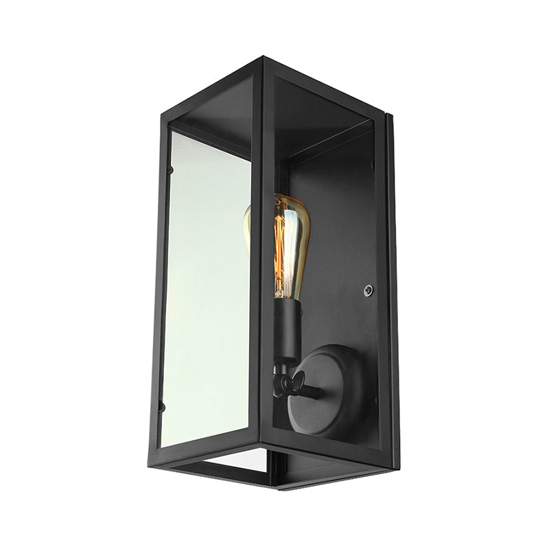 Frendorf | 1 Licht Rechteckige Wandleuchte Traditionelle Schwarze Klarglas Wandlampe für Schlafzimmer, Auf/Ab
