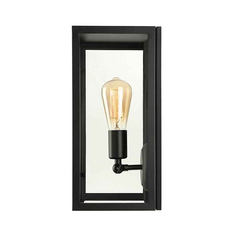 Frendorf | 1 Licht Rechteckige Wandleuchte Traditionelle Schwarze Klarglas Wandlampe für Schlafzimmer, Auf/Ab