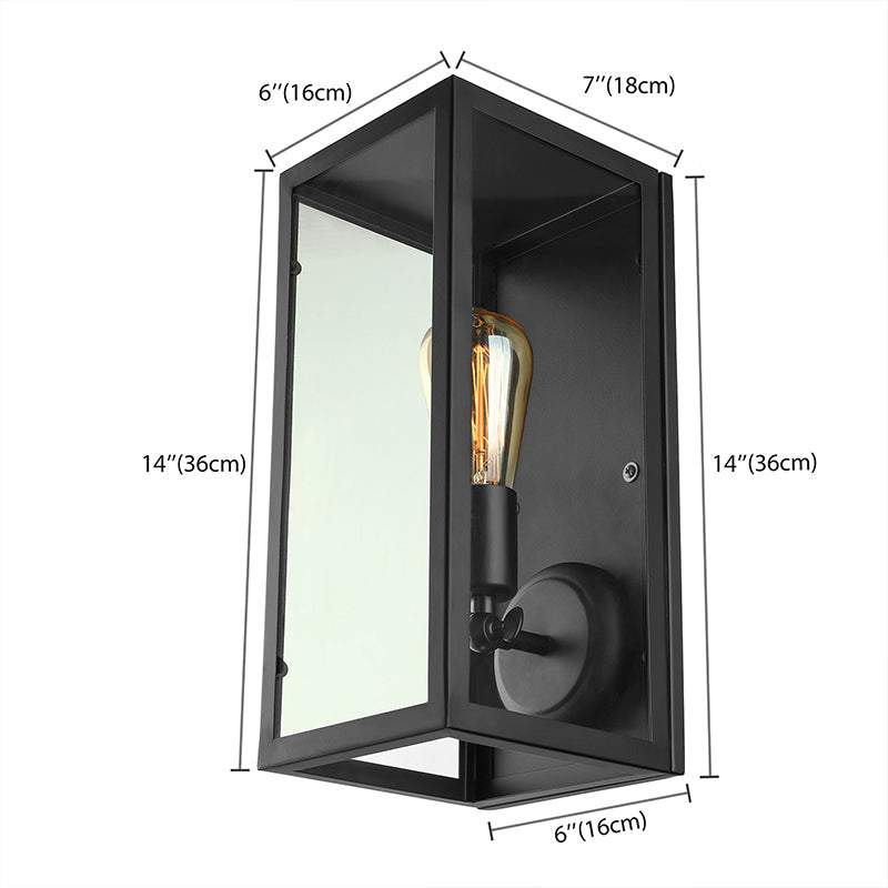 Frendorf | 1 Licht Rechteckige Wandleuchte Traditionelle Schwarze Klarglas Wandlampe für Schlafzimmer, Auf/Ab