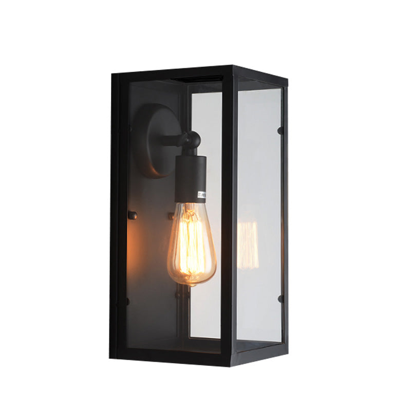 Frendorf | 1 Licht Rechteckige Wandleuchte Traditionelle Schwarze Klarglas Wandlampe für Schlafzimmer, Auf/Ab