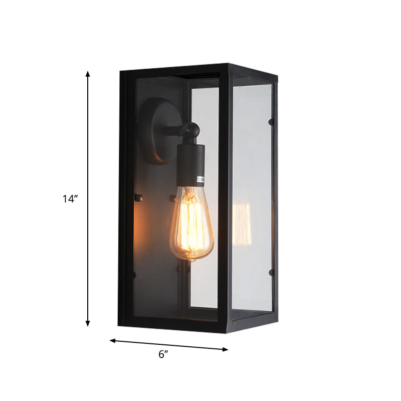 Frendorf | 1 Licht Rechteckige Wandleuchte Traditionelle Schwarze Klarglas Wandlampe für Schlafzimmer, Auf/Ab