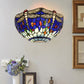 Frendorf | Halbschalen-Wandlampe mit Libelle und Schmuck Tiffany-Glas-Wandlicht in Rot/Blau für Café