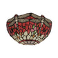 Frendorf | Halbschalen-Wandlampe mit Libelle und Schmuck Tiffany-Glas-Wandlicht in Rot/Blau für Café