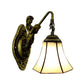 Frendorf | Gefloute Wandlamp Tiffany Blauw/Beige Glas 1 Kop Antiek Brons Wandverlichting