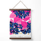 Abstract Blau und Pink Blüten Blumen Markt Galerie Poster mit Aufhänger