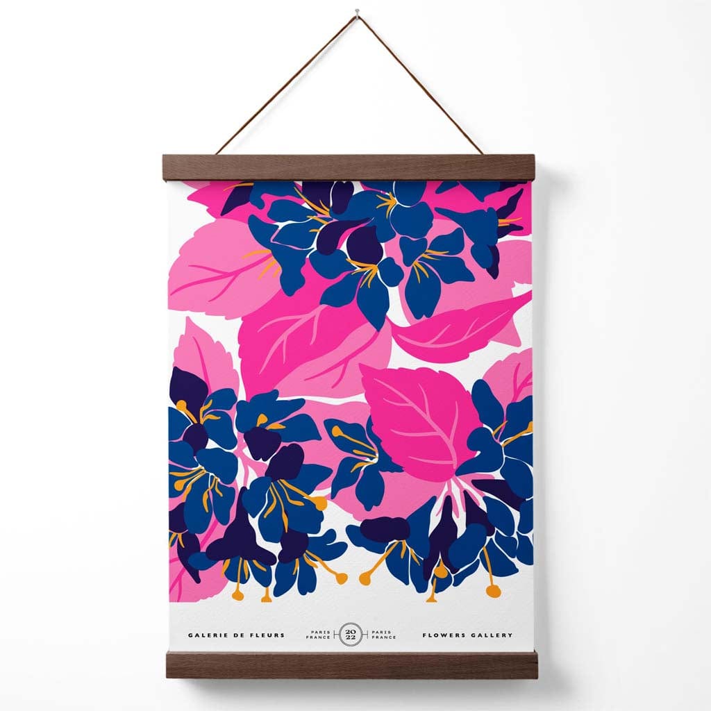 Abstract Blau und Pink Blüten Blumen Markt Galerie Poster mit Aufhänger