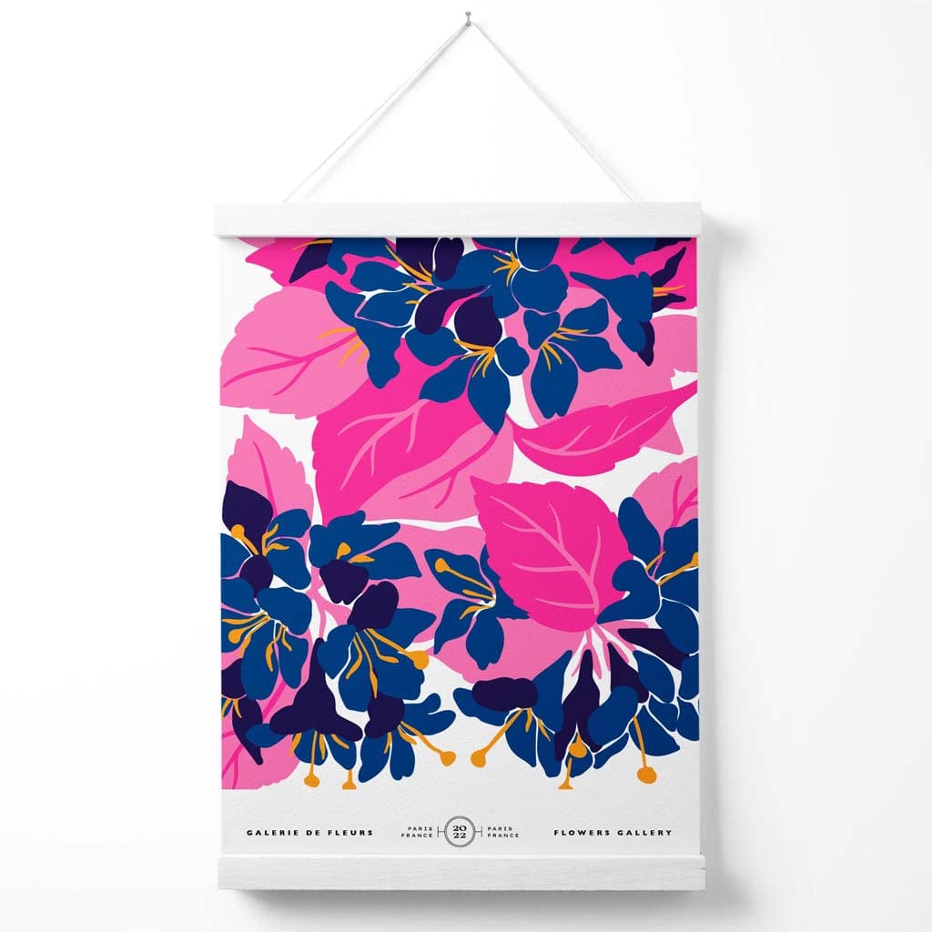 Abstract Blau und Pink Blüten Blumen Markt Galerie Poster mit Aufhänger