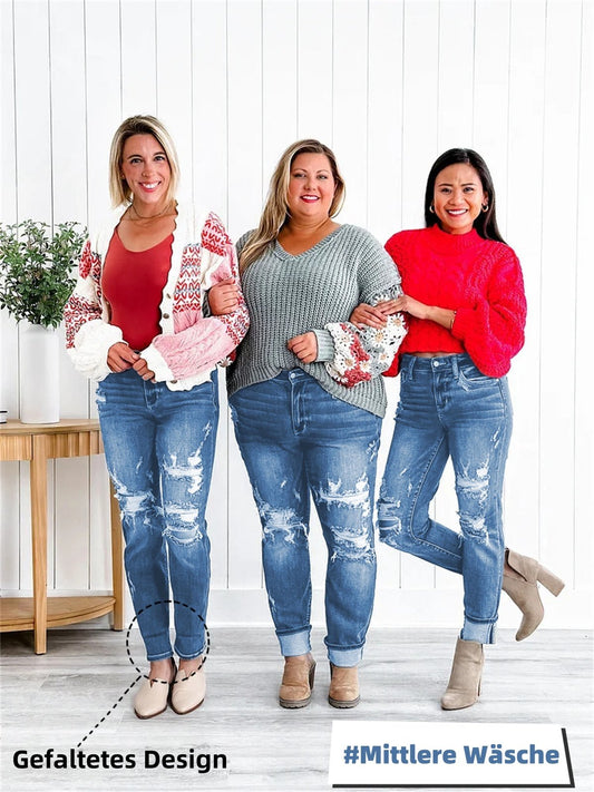Frendorf | Zerrissene Jeans mit Distressed-Effekt und Bauchkontrolle