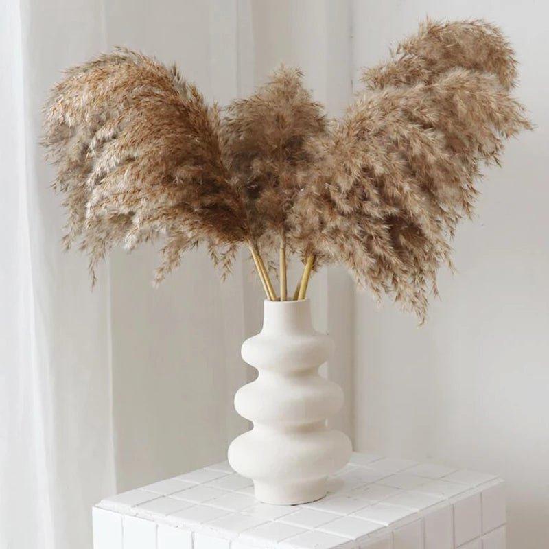 60 cm natürlicher, echter, braun-beiger getrockneter Pampasgrasstrauß │ flauschige Feder für moderne Boho-Heimdekoration