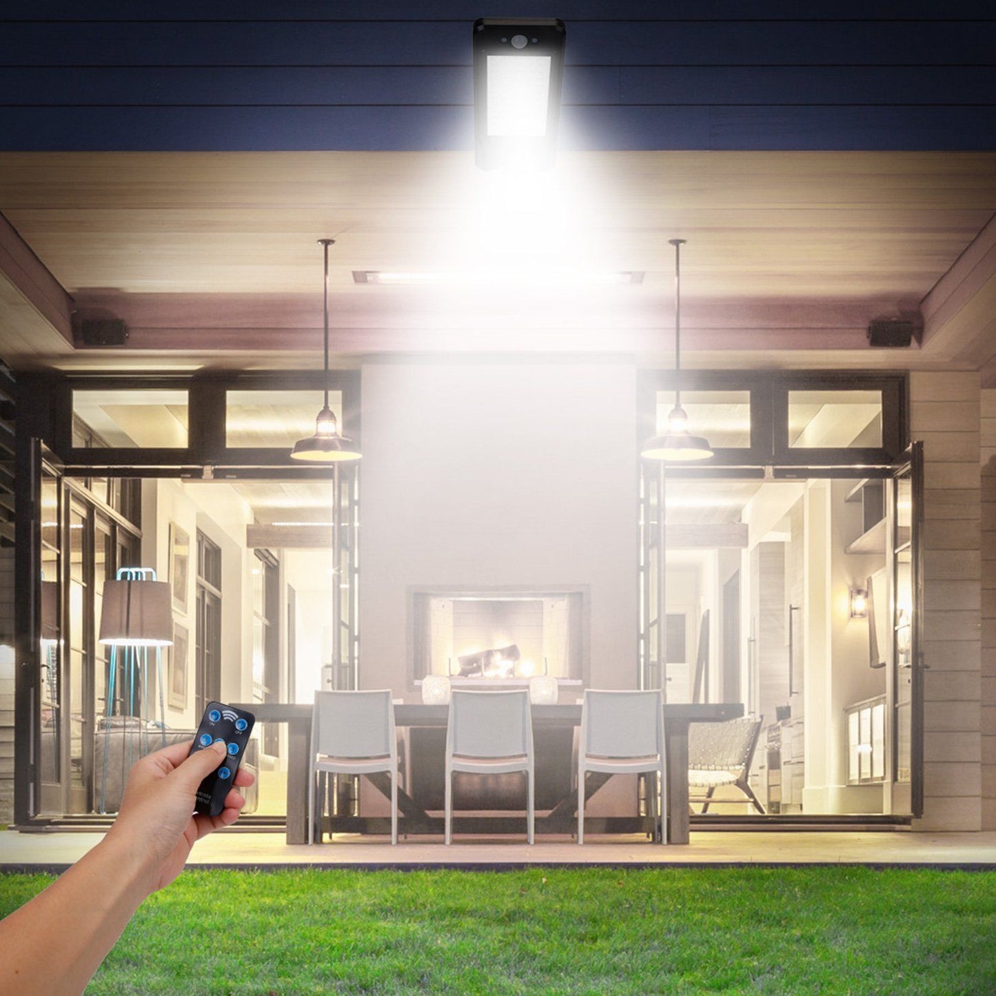 Frendorf | 60LEDs Solar PIR Bewegungsmelder Fernbedienung Kabellampe