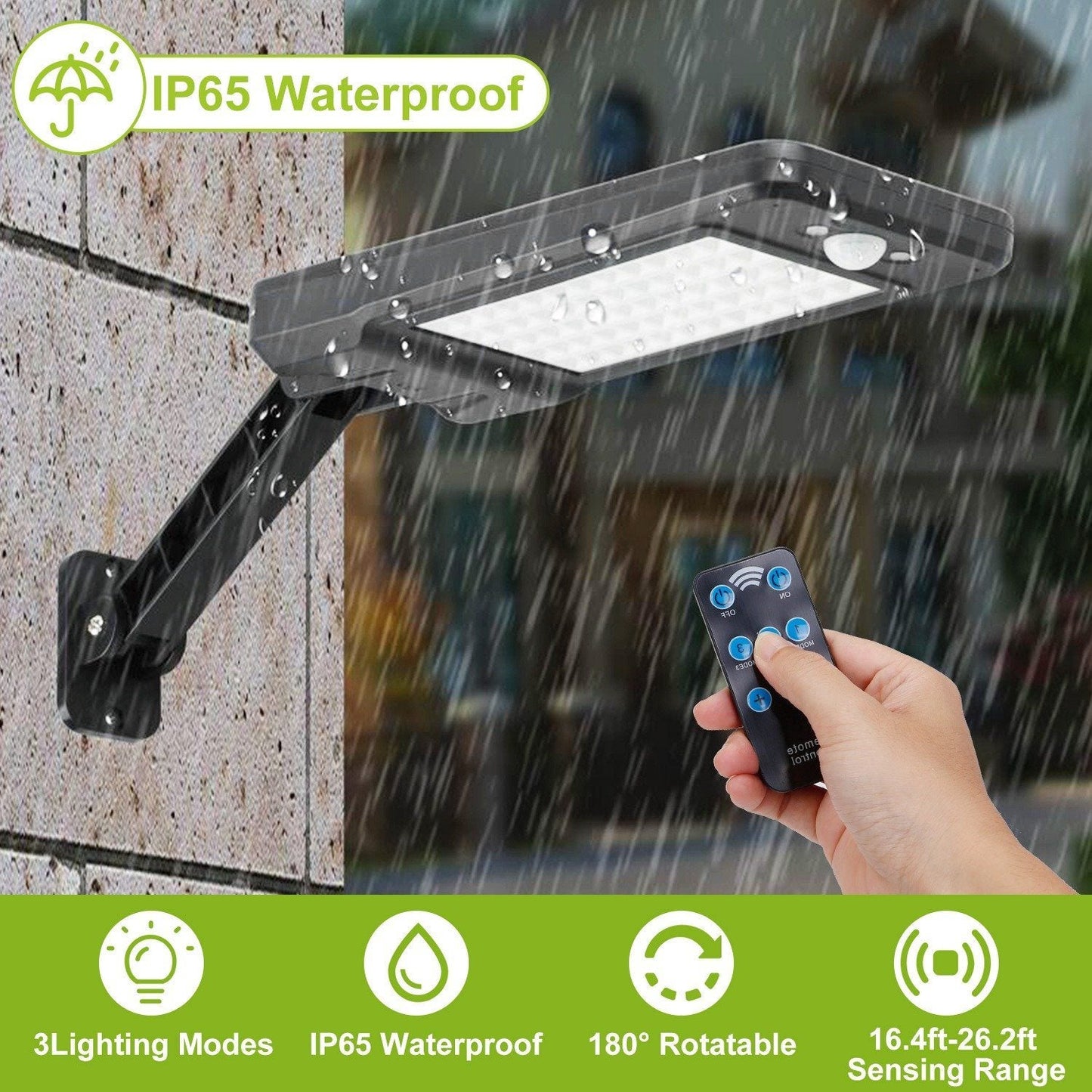 Frendorf | 60LEDs Solar PIR Bewegungsmelder Fernbedienung Kabellampe
