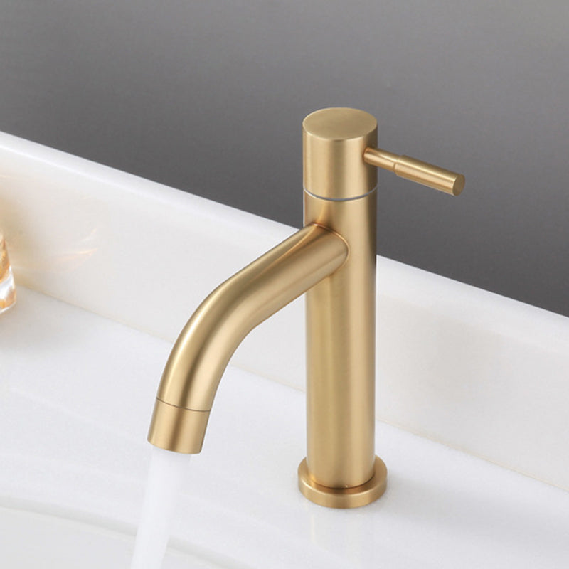Frendorf | Runder Einzelhandgriff Badezimmer Wasserhahn Einzelnes Loch Waschbecken Wasserhahn in gebürstetem Gold