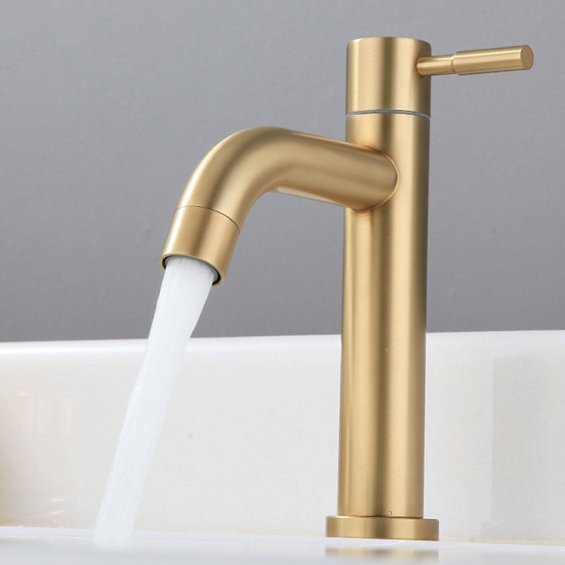Frendorf | Runder Einzelhandgriff Badezimmer Wasserhahn Einzelnes Loch Waschbecken Wasserhahn in gebürstetem Gold