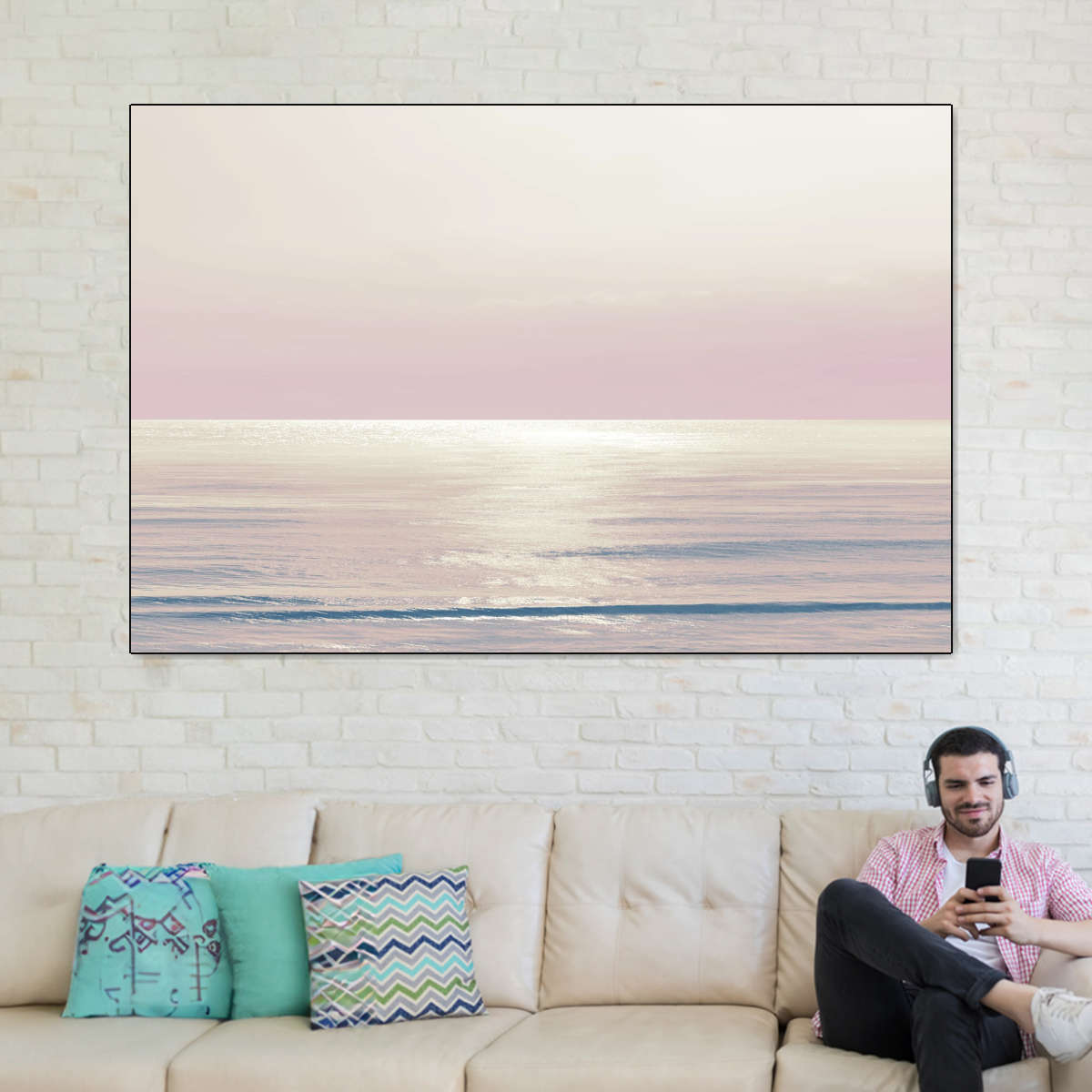 Frendorf | Mondlicht Ozean Pink Rouge I Wandkunst