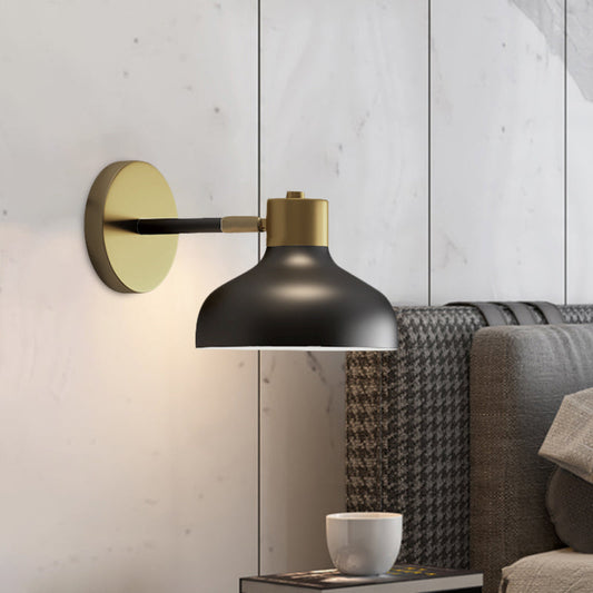 Frendorf | Metalen Schuur Wandlamp Industriële 1-Lamp Bedside Wandmontage in Zwart met Stekkerkoord