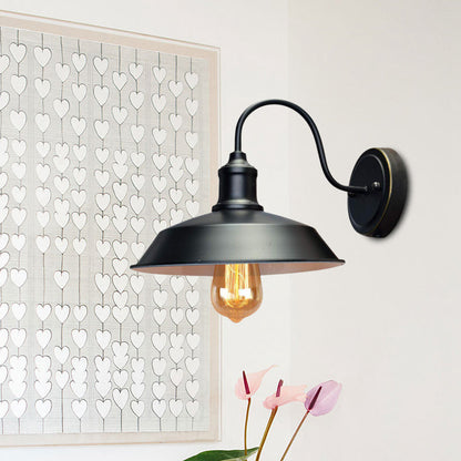 Frendorf | Antiqued Barn Wandlamp 1-Kop IJzeren Wandgemonteerde Lamp in Zwart met Stekkerkabel