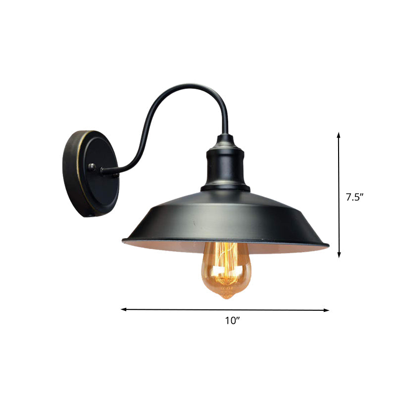 Frendorf | Antiqued Barn Wandlamp 1-Kop IJzeren Wandgemonteerde Lamp in Zwart met Stekkerkabel
