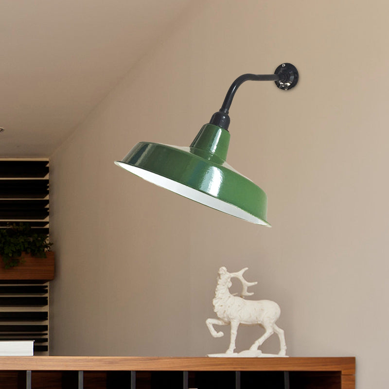 Frendorf | Grüne Ausführung 1-Licht Wandscone Vintage Metall Scheunenschirm Wandmontage Lampe Fixture, 14"/16" breit