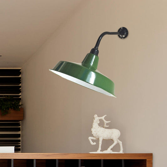 Frendorf | Grüne Ausführung 1-Licht Wandscone Vintage Metall Scheunenschirm Wandmontage Lampe Fixture, 14"/16" breit