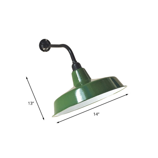 Frendorf | Grüne Ausführung 1-Licht Wandscone Vintage Metall Scheunenschirm Wandmontage Lampe Fixture, 14"/16" breit