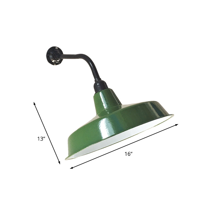 Frendorf | Grüne Ausführung 1-Licht Wandscone Vintage Metall Scheunenschirm Wandmontage Lampe Fixture, 14"/16" breit