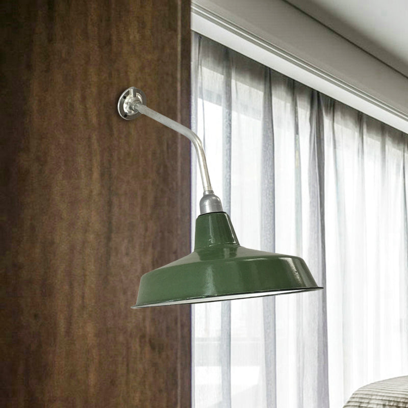 Frendorf | 12"/14" Breed 1 Peertje IJzeren Wandlamp Boerderij Groen Schuur Buitenwand Steun Met Gebogen Arm