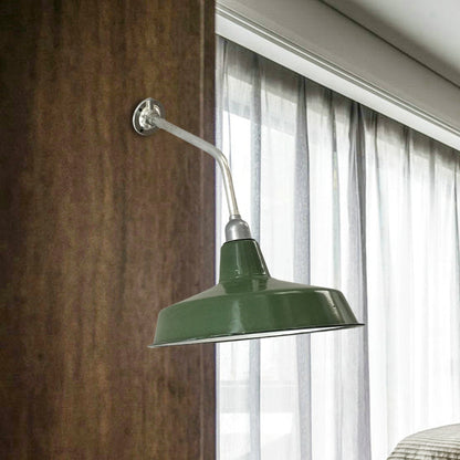 Frendorf | 12"/14" Breed 1 Peertje IJzeren Wandlamp Boerderij Groen Schuur Buitenwand Steun Met Gebogen Arm