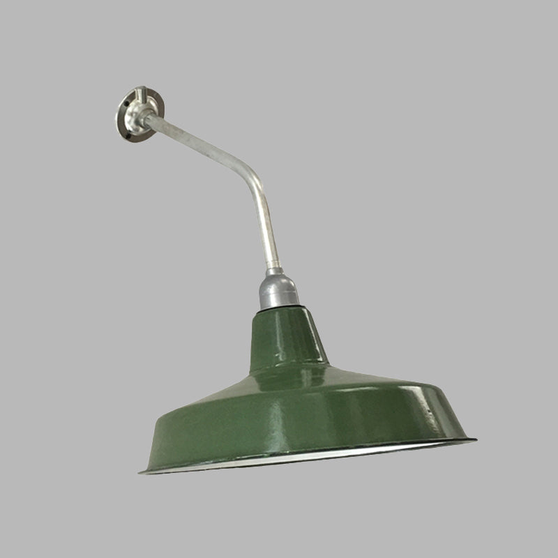 Frendorf | 12"/14" Breed 1 Peertje IJzeren Wandlamp Boerderij Groen Schuur Buitenwand Steun Met Gebogen Arm