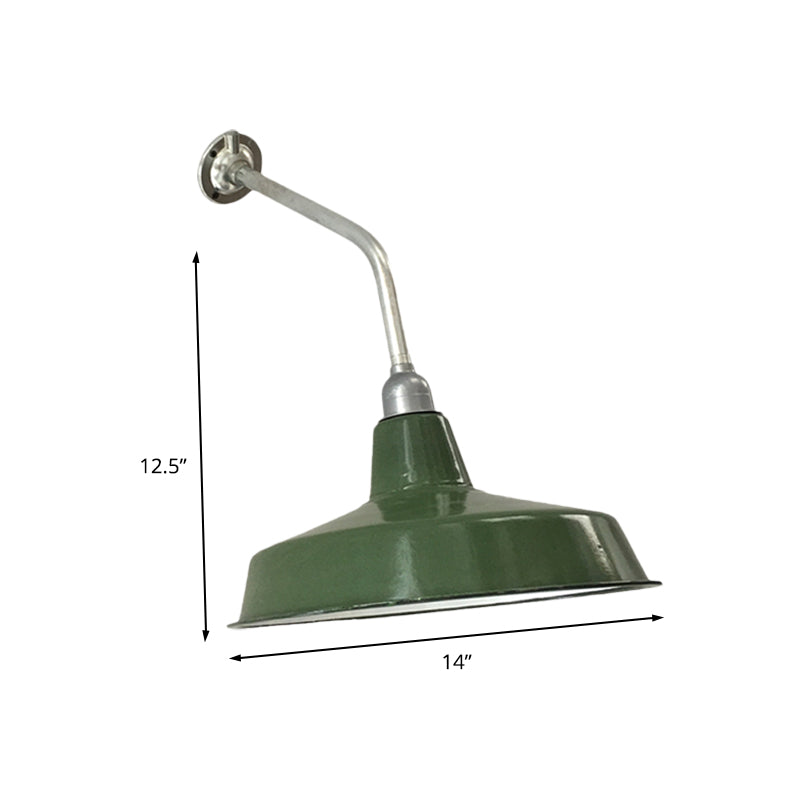 Frendorf | 12"/14" Breed 1 Peertje IJzeren Wandlamp Boerderij Groen Schuur Buitenwand Steun Met Gebogen Arm