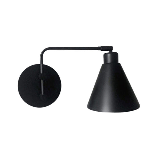 Frendorf | 1-Head Cone Wandleuchte Armatur Landhaus Weiß/Schwarze Ausführung Eisen Drehbar Wandmontage für Wohnzimmer