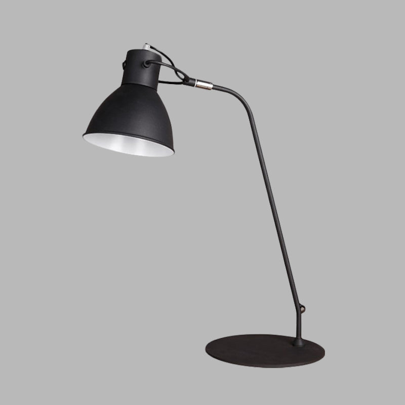 Schwarz Finish LED Schreibtischlampe Antik Metall Gebogene Arm Leselampe mit Kuppel-Schirm für Arbeitszimmer