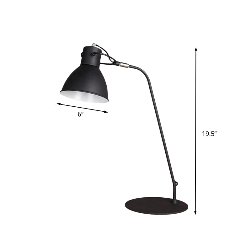 Schwarz Finish LED Schreibtischlampe Antik Metall Gebogene Arm Leselampe mit Kuppel-Schirm für Arbeitszimmer