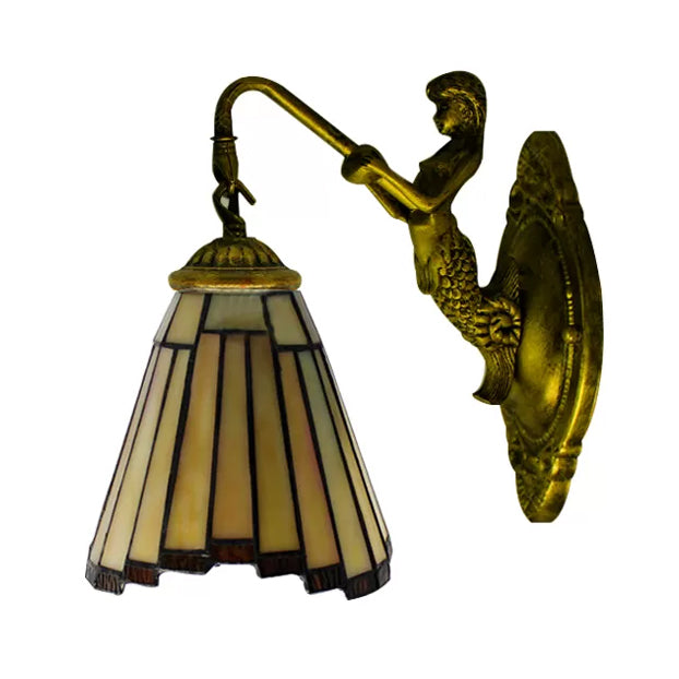 Frendorf | Mini Wandleuchte Tiffany-Stil Buntglas Einzelne Licht Wandmontage Licht für Schlafzimmer