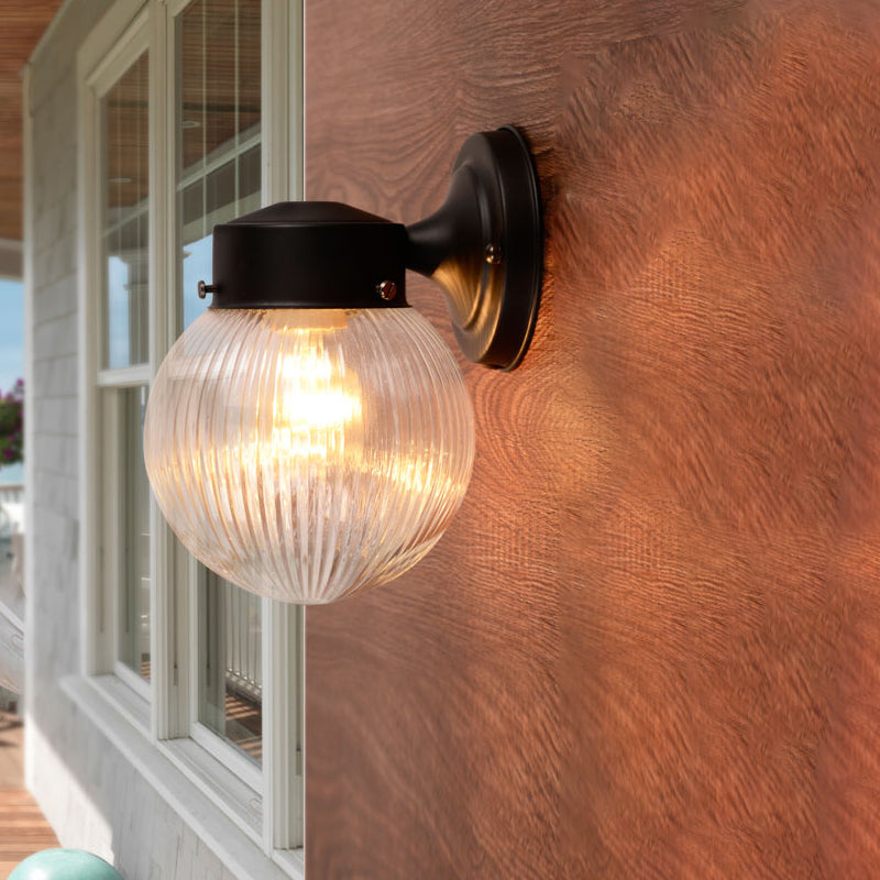 Frendorf | Globe Wandlamp Vintage 1 Licht Mini Wandarmatuur met Wit/Helder Glas Shade voor Badkamer