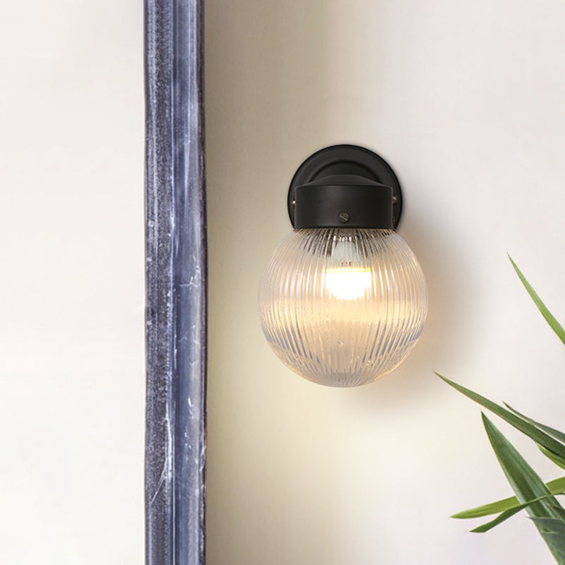 Frendorf | Globe Wandlamp Vintage 1 Licht Mini Wandarmatuur met Wit/Helder Glas Shade voor Badkamer