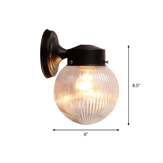 Frendorf | Globe Wandlamp Vintage 1 Licht Mini Wandarmatuur met Wit/Helder Glas Shade voor Badkamer