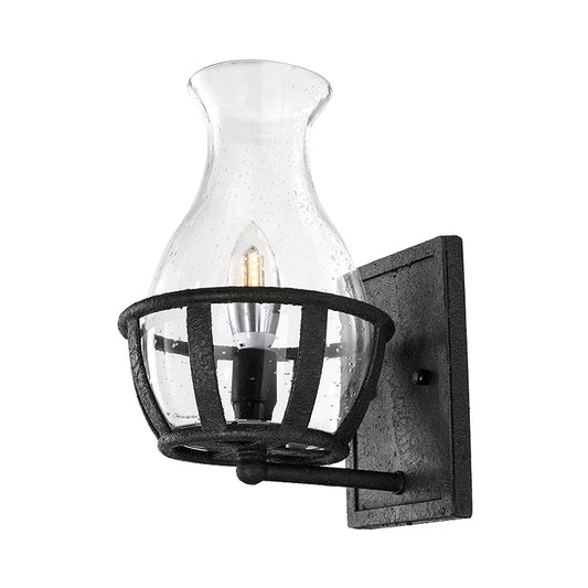 Frendorf | Eén Peertje Wandlamp Verlichting Fles Shade Gezaagd Glas Industrieel Woonkamer Verlichtingsarmatuur in Zwart
