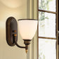 Frendorf | Bowl Shade Opal Glas Muur Gemonteerde Lamp Rustieke Enkele Peertje Slaapkamer Wandlamp Licht in Brons