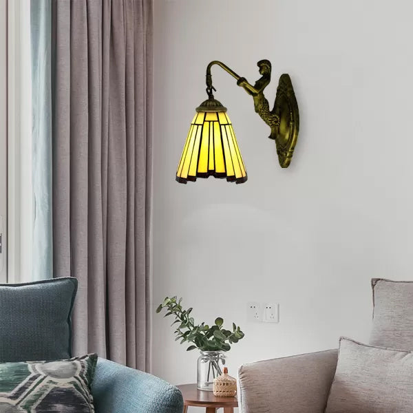 Frendorf | Mini Wandleuchte Tiffany-Stil Buntglas Einzelne Licht Wandmontage Licht für Schlafzimmer
