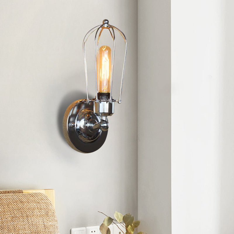 Frendorf | 1 Kopf Mini Wand Leuchte mit Käfigschirm Vintage Stil Dunkelrost/Messing Metall Wandlampe für Wohnzimmer