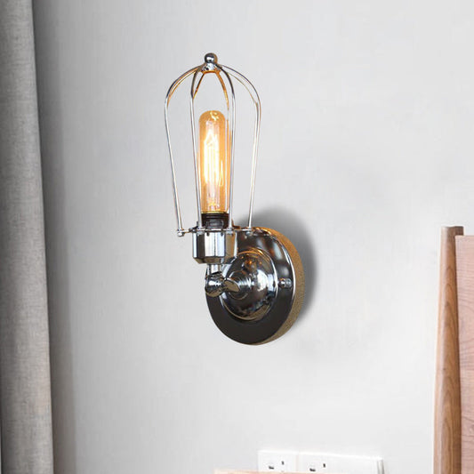 Frendorf | 1 Kopf Mini Wand Leuchte mit Käfigschirm Vintage Stil Dunkelrost/Messing Metall Wandlampe für Wohnzimmer