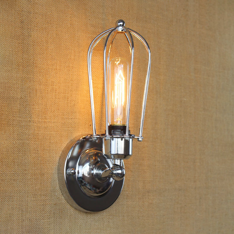 Frendorf | 1 Kopf Mini Wand Leuchte mit Käfigschirm Vintage Stil Dunkelrost/Messing Metall Wandlampe für Wohnzimmer