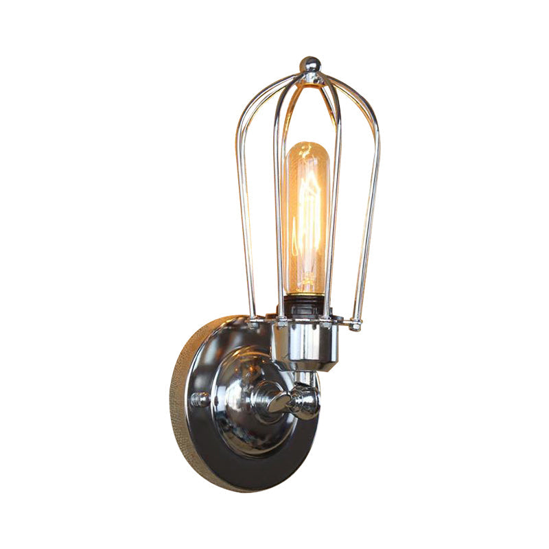 Frendorf | 1 Kopf Mini Wand Leuchte mit Käfigschirm Vintage Stil Dunkelrost/Messing Metall Wandlampe für Wohnzimmer