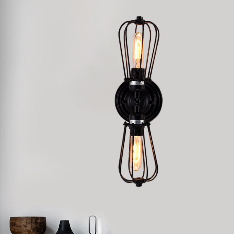Frendorf | Zwart/Bruin Gekocht Wandlamp Antieke Stijl Smeedijzer 2 Lichten Mini Wandlamp voor Eetkamer