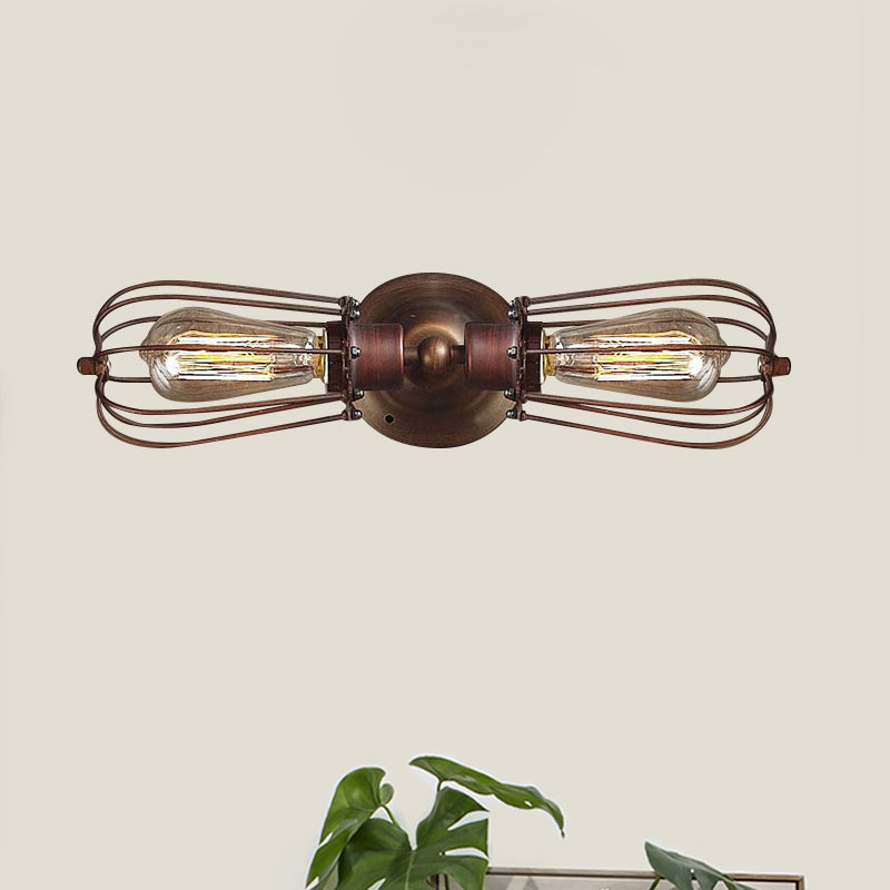 Frendorf | Zwart/Bruin Gekocht Wandlamp Antieke Stijl Smeedijzer 2 Lichten Mini Wandlamp voor Eetkamer